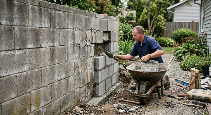 Cinder Block Wall Repair in Palm City, FL